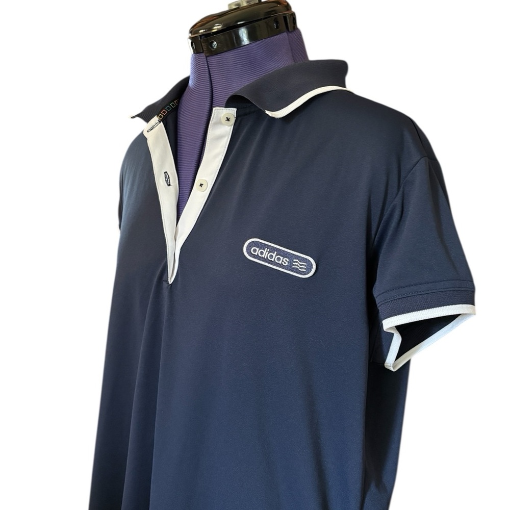 Adidas Ladies XL Navy Blue Polo with White Trim Athleisure Golf Shirt Athletic